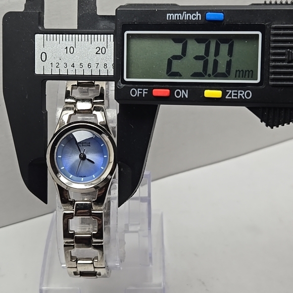 Rare Womens Caravelle By Bulova Watch 23mm Silver Tone Blue Dial New Battery - Picture 5 of 10